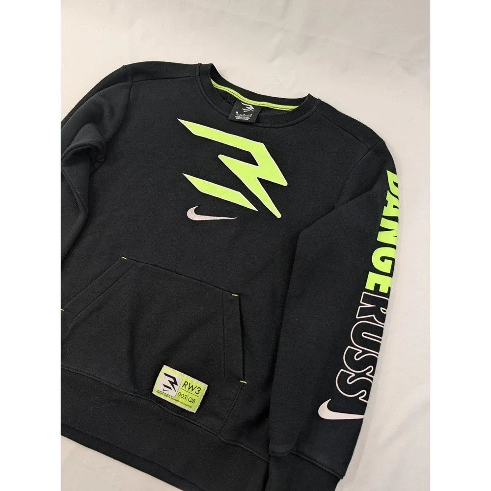 Nike Russell‎ Wilson 3BRAND Crew Youth Large 12-13 Yrs Black Graphic Sweatshirt